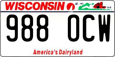 WI license plate 988OCW
