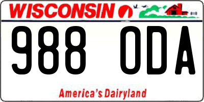 WI license plate 988ODA