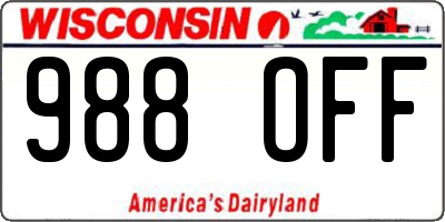 WI license plate 988OFF
