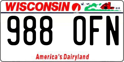 WI license plate 988OFN