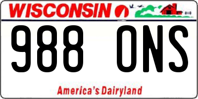 WI license plate 988ONS