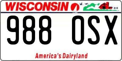 WI license plate 988OSX