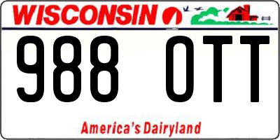 WI license plate 988OTT