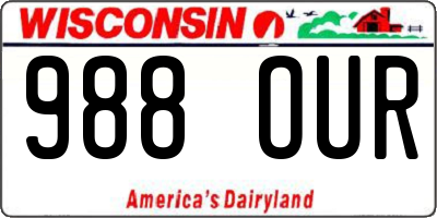 WI license plate 988OUR