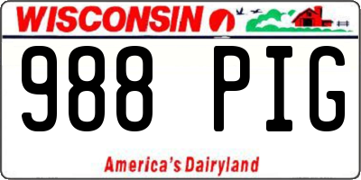 WI license plate 988PIG