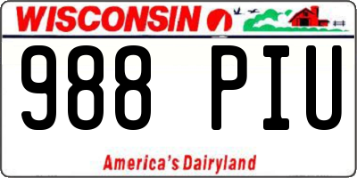 WI license plate 988PIU