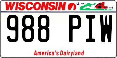 WI license plate 988PIW