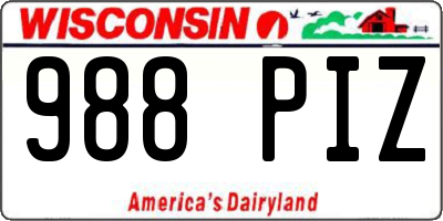 WI license plate 988PIZ