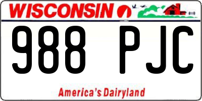WI license plate 988PJC