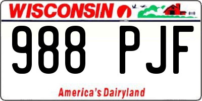 WI license plate 988PJF
