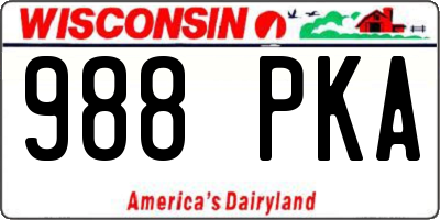 WI license plate 988PKA
