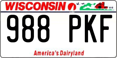 WI license plate 988PKF
