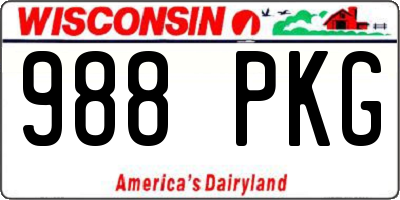 WI license plate 988PKG