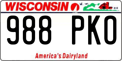 WI license plate 988PKO