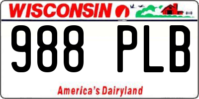 WI license plate 988PLB