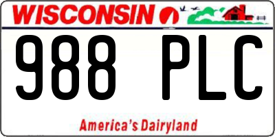 WI license plate 988PLC