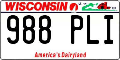 WI license plate 988PLI