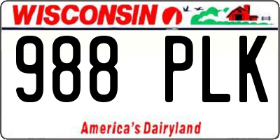 WI license plate 988PLK