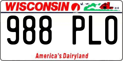 WI license plate 988PLO