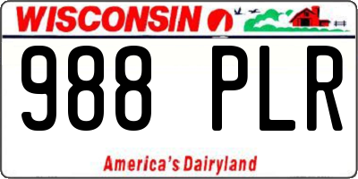 WI license plate 988PLR