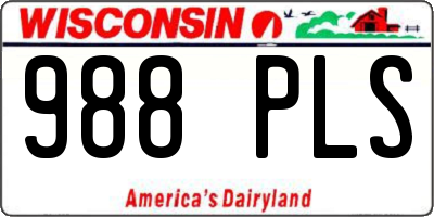 WI license plate 988PLS