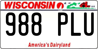 WI license plate 988PLU