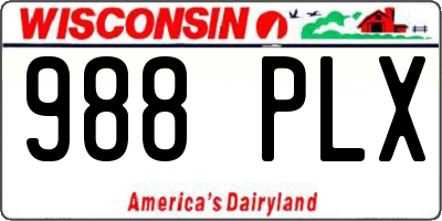 WI license plate 988PLX