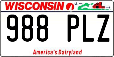 WI license plate 988PLZ