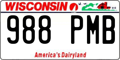 WI license plate 988PMB