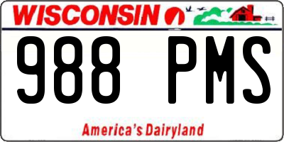 WI license plate 988PMS