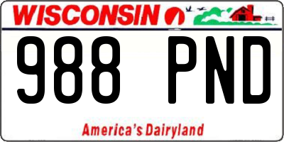 WI license plate 988PND