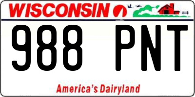 WI license plate 988PNT