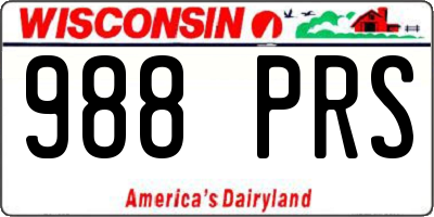 WI license plate 988PRS