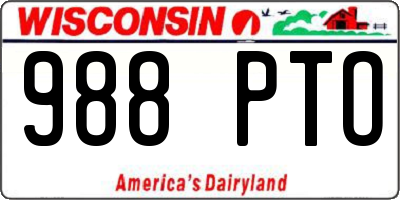 WI license plate 988PTO