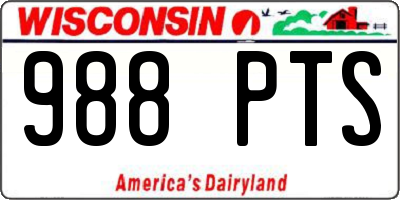 WI license plate 988PTS