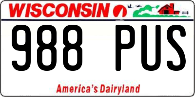 WI license plate 988PUS