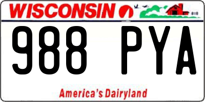 WI license plate 988PYA