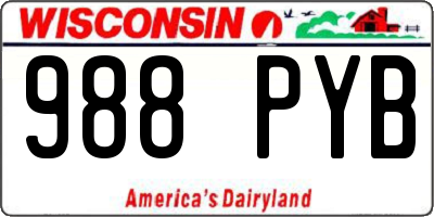 WI license plate 988PYB