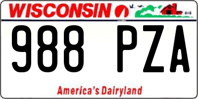 WI license plate 988PZA