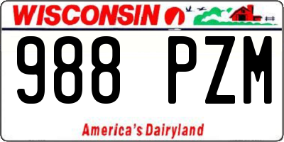 WI license plate 988PZM