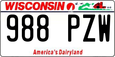 WI license plate 988PZW