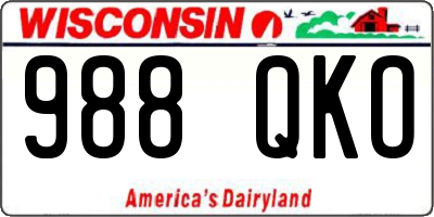 WI license plate 988QKO