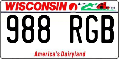 WI license plate 988RGB