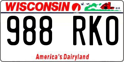 WI license plate 988RKO
