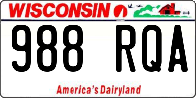 WI license plate 988RQA
