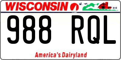 WI license plate 988RQL