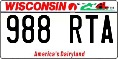 WI license plate 988RTA