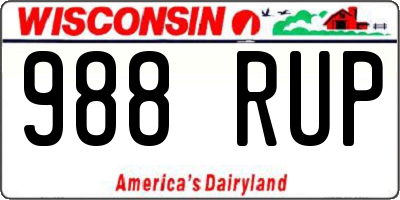 WI license plate 988RUP