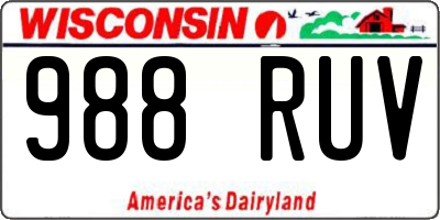 WI license plate 988RUV