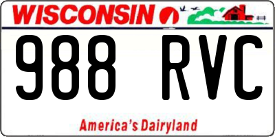 WI license plate 988RVC